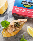 Wild Planet Wild Smoked Pink Salmon Fillets in Extra Virgin Olive Oil Tinned Fish Canned Salmon Sustainably WildCaught NonGMO Keto and Paleo 39 oz pack of 12