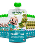 Sprout Organic Baby Food, Stage 4 Toddler Pouches, Kiwi Banana & Spinach Power Pak, Purees, 4 Ounce, Pack of 12