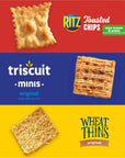 Nabisco Cracker Variety Pack RITZ Toasted Chips Wheat Thins Whole Grain Wheat Crackers and Triscuit Minis Whole Grain Wheat Vegan Crackers 40 Snack Packs