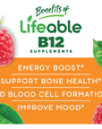 Lifeable Vitamin B12 for Kids - 1000mcg - Great Tasting Natural Flavor Gummy Supplement Vitamins - Gluten Free Vegetarian GMO-Free Chewable - Energy, Mood, Metabolism Support - for Kids - 90 Gummies