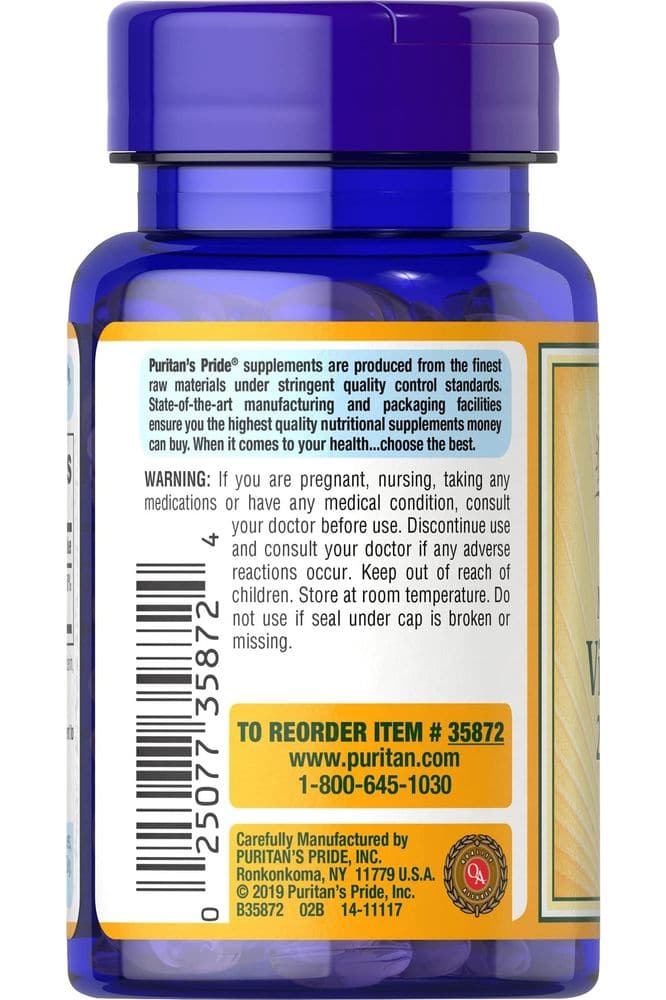 Puritan&#39;s Pride Vitamin D3 10000 IU Bolsters Health Immune System Support and Healthy Bones &amp; Teeth Softgels, Yellow, 100 Count