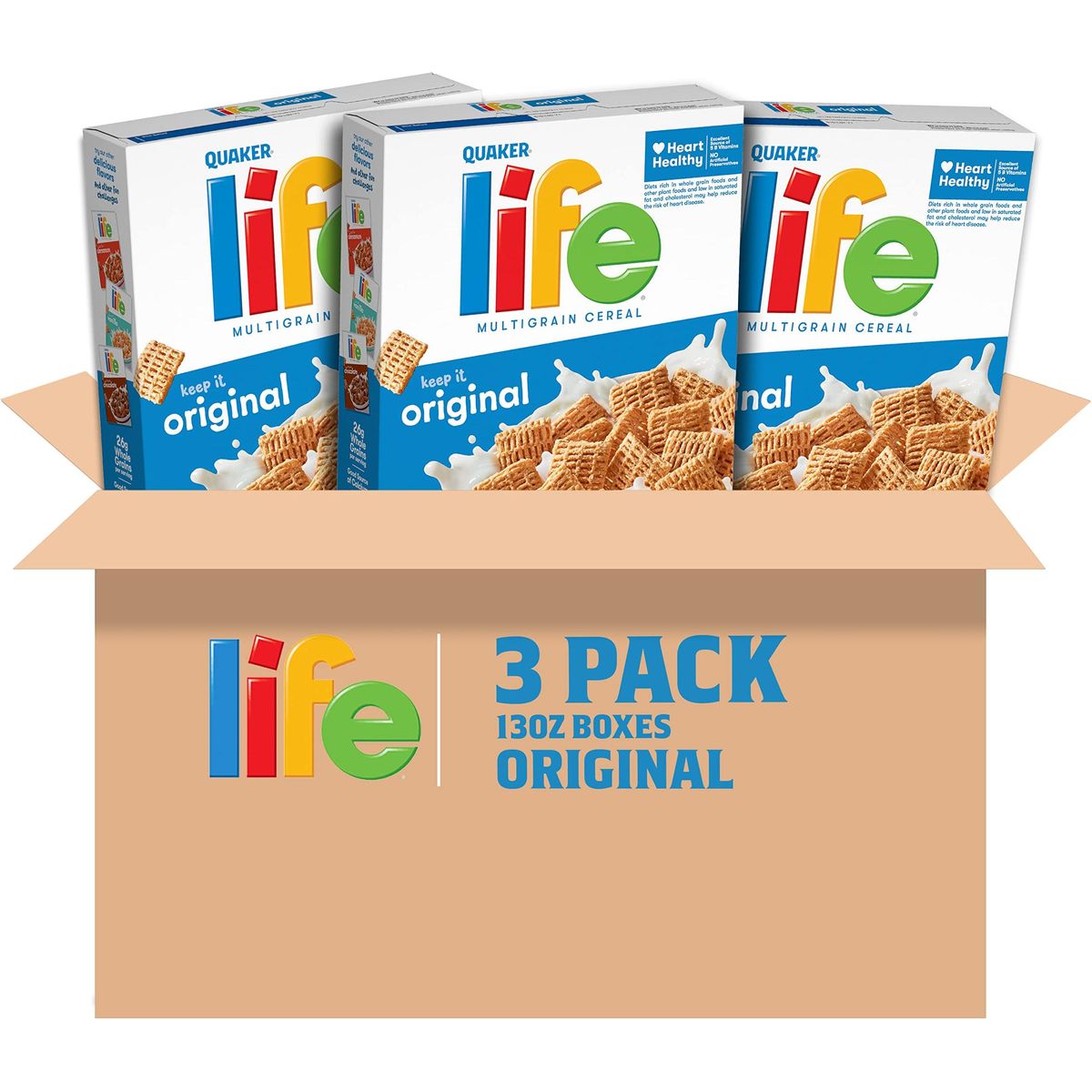 Life Breakfast Cereal, Original, 13oz Boxes (3 Pack)