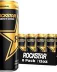 Rockstar Energy Drink, Original - 12oz Sleek Cans (Pack of 8)