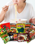 INFINITEESHOP Asian Instant Ramen Variety Pack and Asian Snack Mix 18 Pack Assortment of Asian snacks and foods for everyone with Cute Stickers