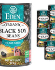 Eden Organic Black Soybeans 15 oz Can 6Pack Complete Protein No Salt Added NonGMO Gluten Free US Grown Heat and Serve Macrobiotic Soy Beans