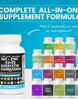 NAC Supplement N-Acetyl Cysteine 1000mg Vitamin D3 K2 Zinc Quercetin 1000mg Sarracenia Purpurea 1000mg with Elderberry Holy Basil Bee Propolis Bromelain L-Lysine Made in USA - 60 Count