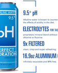 Perfect Hydration 95 ph Alkaline Water 169 oz Recyclable Aluminum Cans  9x Purified  Electrolyte Minerals for Taste  Pack of 12