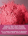 HQOExpress Organic Beetroot Powder - Organic Superfood - Nitric Oxide Booster - Non-GMO - Kosher - Sustainably Grown - 34oz Chef Jar