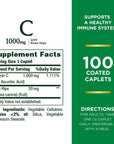 Nature's Bounty Vitamin C + Rose Hips, Immune Support, 1000mg, Coated Caplets, 100 Ct