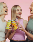 FRUGA Sparkling Prebiotic Super Soda Gut Health Low Calorie Low Sugar Healthy Soda Pop Plant Fiber Real Fruit Vitamin C B6 B9 Vitamins Juice Tropical Mix 12oz 12 Pack