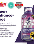 Vitamin Energy Focus+ Energy Drink Shot, Up to 7+ Hours of Energy, Berry, 1.93oz, 12 Count