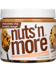 Nuts ‘N More Chocolate Chip Cookie Dough Peanut Butter Spread, Added Protein All Natural Snack, Low Carb, Low Sugar, Gluten Free, Non-GMO, High Protein Flavored Nut Butter (15 oz Jar)