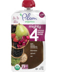 Plum Organics Mighty 4 Organic Toddler Food - Pear, Cherry, Blackberry, Strawberry, Black Bean, Spinach, and Oat - 4 oz Pouch (Pack of 12) - Organic Fruit and Vegetable Toddler Food Pouch