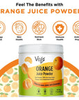 Vegs Orange Fruit Juice Powder  Freeze Dried  Cold Pressed Orange Fruit Juice Concentrate Flavoring Powder for Drinks Smoothies Baking Desserts Antioxidants Rich Sugar Free No Preservatives  14 oz