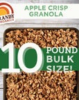 Grandy Organics Apple Crisp Granola 10 Pound Bulk Bag Certified Organic Gluten Free NonGMO Kosher Plant Based Protein Granola