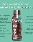 Owyn Plant Based Protein Shake, 20g Vegan Protein from Organic Pumpkin Seed, Flax, Pea Blend, Prebiotic Supplement, Superfood Greens, All-in-one Nutrition, Gluten & Soy-Free (Dark Chocolate, 12 Pack)