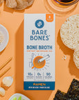 Bare Bones Bone Broth Instant Powdered Mix, Ramen, Pack of 8, 15g Sticks, 10g Protein, Keto & Paleo Friendly Bone Broth Packets