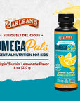 Barlean's Omega Pals Chirpin' Slurpin' Omega 3 for Kids, Yummy Lemonade Flavored Children's Liquid Fish Oil Supplement with 540 mg of EPA & DHA for Brain & Eye Health, 8 oz