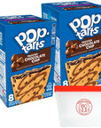 Deluxe Chocolate Chip PopTarts Bundle  16 Toaster Pastries 2x8 Packs with Portable Silicone Snack Bag  Ideal for Quick Breakfasts  OntheGo Snacks