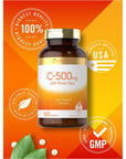 Carlyle Vitamin C with Rose Hips 500mg | 500 Tablets | High Potency Formula | Vegetarian, Non-GMO and Gluten Free Supplement