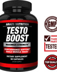 Arazo Nutrition TestoBoost Test Booster Supplement - Potent & Natural Herbal Pills - Boost Muscle Growth - Tribulus, Horny Goat Weed, Hawthorn, Zinc, Minerals