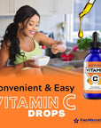 Liquid Vitamin C Drops - VIT C - 99% Pure Ascorbic Acid - for Adults and Kids - Organic, Non-GMO, Vegan - Bioactive Vitamin C Liquid Supplement - Skin Health, Immune Support, Antioxidants - 4oz