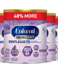 Enfamil NeuroPro Gentlease Baby Formula, Infant Formula Nutrition, Brain Support that has DHA, HuMO6 Immune Blend, Designed to Reduce Fussiness, Crying, Gas & Spit-up in 24 Hrs, 27.4 Oz, 4 Cans