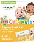 CoComelon Sprout Organic Baby Food, Toddler Snacks, Banana Snack Bar 5 Count (Pack of 6)