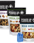 Power Trail Mix Snacks Variety Pack Healthy Nuts Packs Snack Mega Omega High Energy and Protein Packed Mixed Nut and Fruit 14 Ounces Bags with Nosh Pack Bag 3 Pack