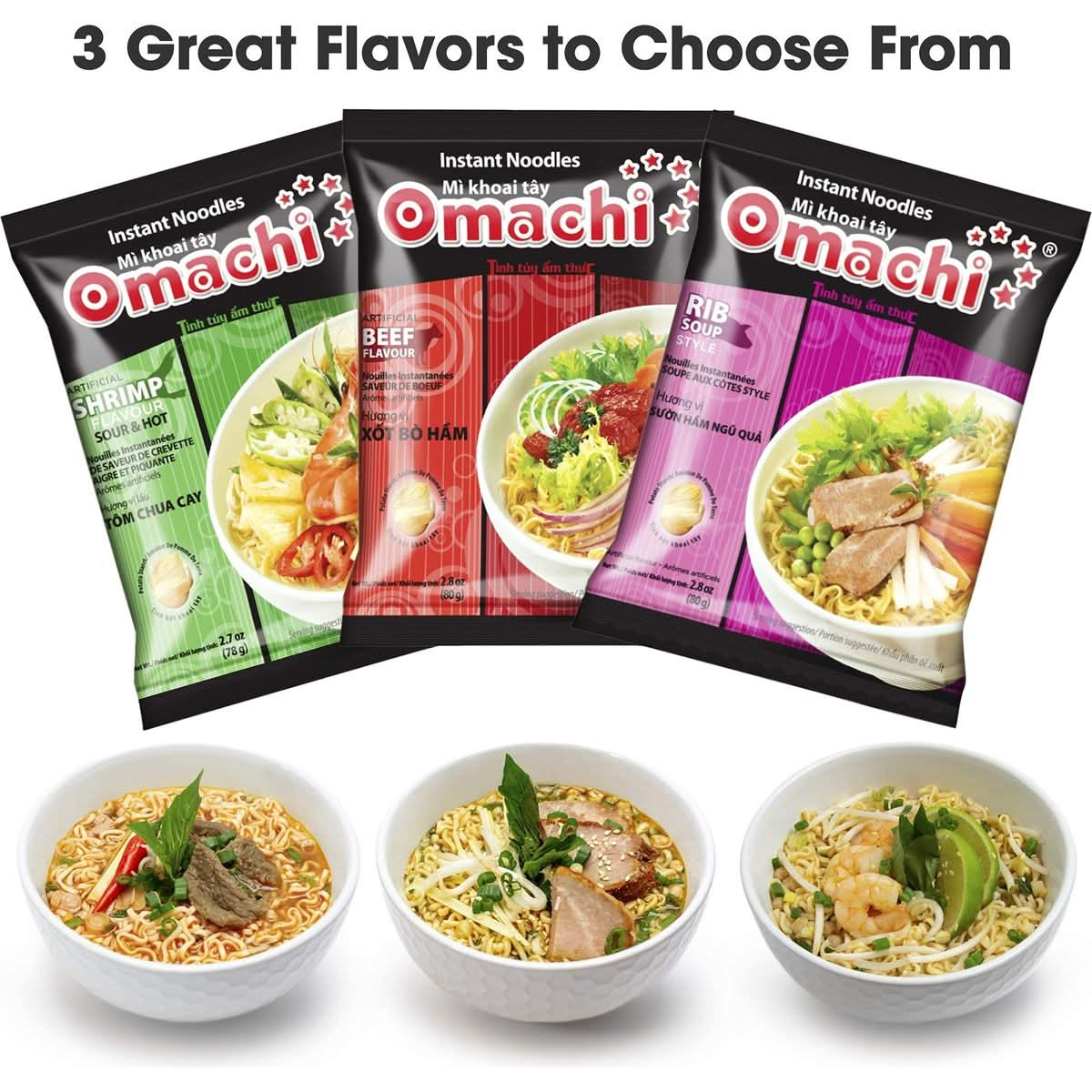 OMACHI Golden Potato Noodles  Hot and Sour Shrimp Flavor  Made with Natural Ingredients Hot  Sour Shrimp Pack of 5