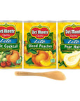 Delmonte Fruit in Extra Light Syrup Lite Fruit Cocktail Sliced Peaches and Pear Halves 15 Ounce Pack of 6  with Make Your Day Mini Spatula