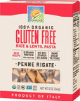 Bionaturae Penne Rigate Pasta Noodles - Gluten Free Pasta Organic, Rice & Lentil Pasta, Kosher Certified, High Protein, Non-GMO Verified, USDA Certified, Gluten Free Pastas, Crafted in Italy - 12 Oz