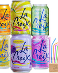 LaCroix Sparkling Water Variety Pack 12 Fl Oz Cans  6 Pack With drinkolin straws By Drinkolin