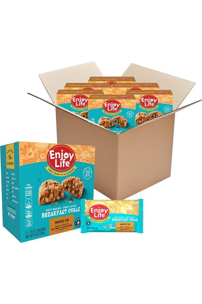 Enjoy Life Soft Baked Apple Cinnamon Ovals Breakfast Bars, Gluten Free, School Safe, Non GMO, Dairy Free, Soy Free, Vegan, Nut Free Bulk Granola Bars, 6 Boxes