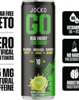 Jocko GO Energy Drink - KETO, Vitamin B12, Vitamin B6, Electrolytes, L Theanine, Magnesium- All Natural Energy Boost, Sugar Free Nootropic Monk Fruit Blend - 12 Pack (Lemon Lime Flavor)