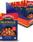 Hereford Meatballs with Spaghetti Sauce  Shelf Stable  Fully Cooked  Ready to Eat  12g Protein per Serving  10oz per Pouch Case of 12