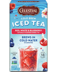 Celestial Seasonings Cold Brew Iced Tea Red White  Blueberry Caffeine Free 18 tea bags Pack of 6