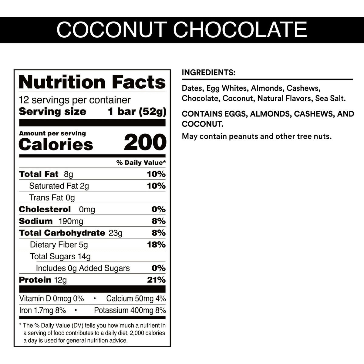 RXBAR Protein Bars, Protein Snack, Snack Bars, Coconut Chocolate, 22oz Box (12 Bars)