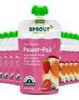 Sprout Organic Baby Food, Stage 4 Toddler Pouches, Apple Apricot & Strawberry Power Pak, 4 Oz, Pack of 12