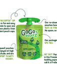 GoGo squeeZ Applesauce Apple Apple 32 Ounce 4 Pouches Gluten Free Vegan Friendly Unsweetened Applesauce Recloseable BPA Free Pouches