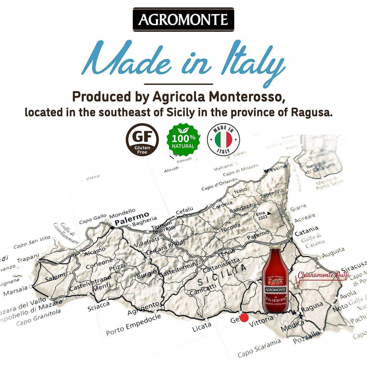 Agromonte Authentic Italian Cherry Tomato Pasta Sauce Classic Taste of Italy Gourmet Foodie and Chef Gift  Ready to Use Certified Kosher GlutenFree All Natural 1164oz 2 pack