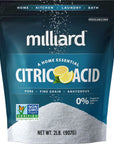 Milliard Citric Acid 2 Pound - 100% Pure Food Grade Non-GMO Project Verified (2 Pound)