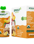 Sprout Organic Baby Food, Stage 2 Pouches, Peach Oatmeal with Coconut Milk and Pineapple, 3.5 Oz Purees (Pack of 12)