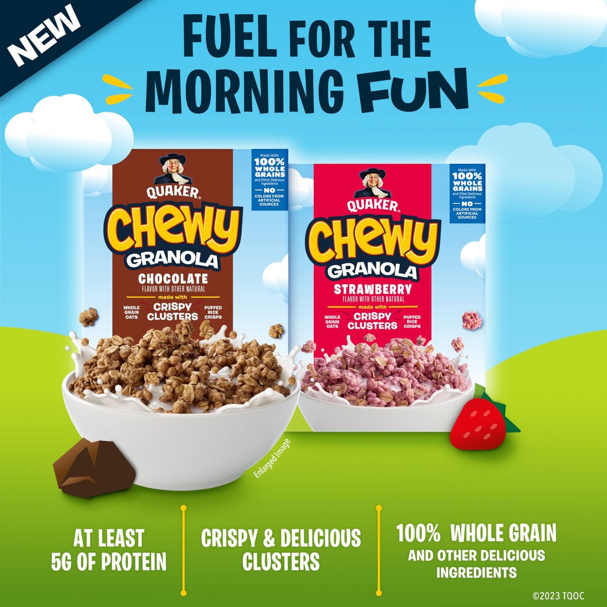 Quaker Chewy Granola Breakfast Cereal, Chocolate, 13.6oz Box, (2 Pack)