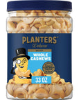 PLANTERS Deluxe Salted Whole Cashews, Party Snacks, Plant-Based Protein 33oz (1 Container)