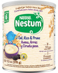 Nestle Nestum Infant Cereal, Oat, Rice & Prune, Made for Infants 6 Months, 9.5 Ounce Canister (Pack of 3)