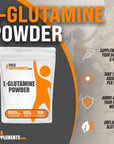 BULKSUPPLEMENTS.COM L-Glutamine Powder - Glutamine Supplement, L Glutamine 5000mg, L Glutamine Powder - Gut Health & Recovery, Unflavored & Gluten Free, 5000mg (5g) per Serving, 500g (1.1 lbs)