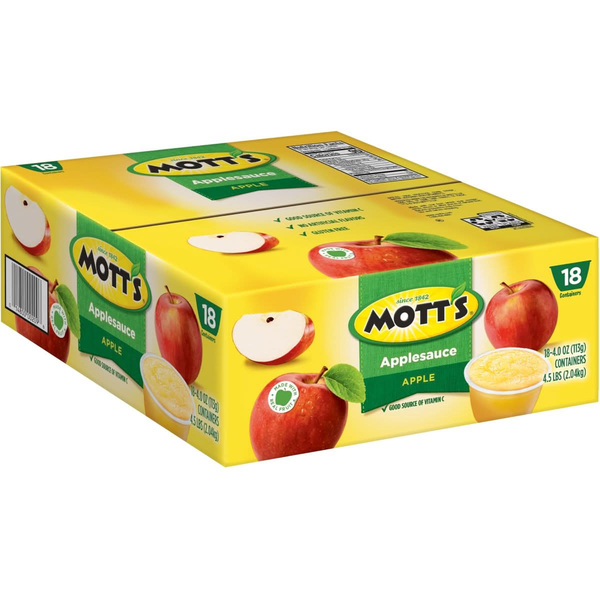 Motts Applesauce 4 Oz Cups 18 Count No Artificial Flavors Good Source Of Vitamin C Nutritious Option For The Whole Family