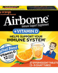 Airborne 750mg Vitamin C with Zinc Effervescent Tablets, Immune Support Supplement with Powerful Antioxidants Vitamins A C D3 & E - 27 Fizzy Drink Tablets, Zesty Orange Flavor