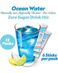 Sonic Singles to Go Powdered Drink Mix, Ocean Water, 6 Sticks per Box, 6 Boxes included (36 Sticks Total)